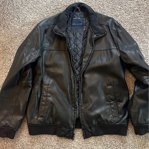 Mens Black Tommy Hilfiger Leather Jacket, XL